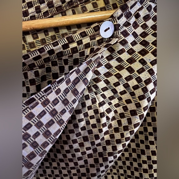 Melrose Floral Collectible Maxi Skirt 100% Silk stamp Two Buttons Vintage brown - Picture 10 of 16